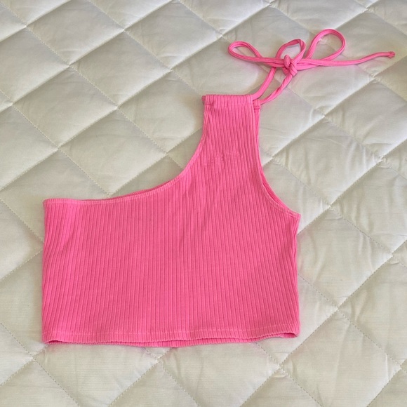 Pink Aerie Ribbed One Shoulder Crop Top - US M - Picture 3 of 4